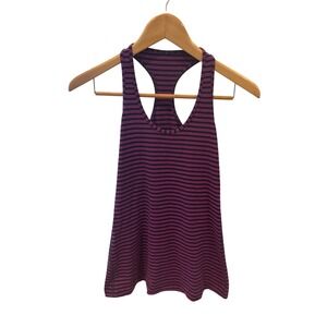 Lululemon Striped Racerback Tank Top Women's Magenta Black Athletic- size 4